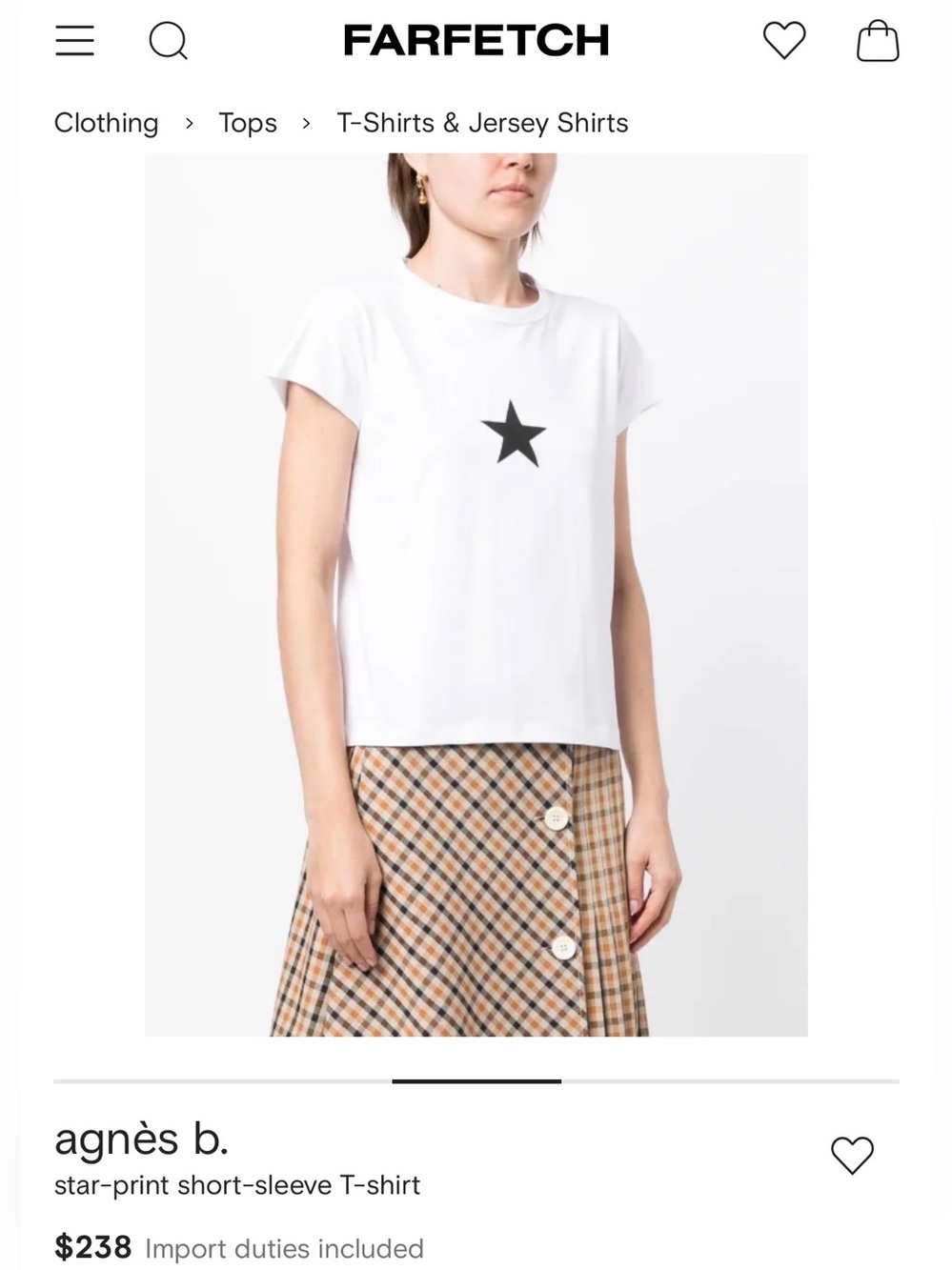 AGNES B. Japanese designer Start Print Short Sleeve cotton minimal White T-Shirt